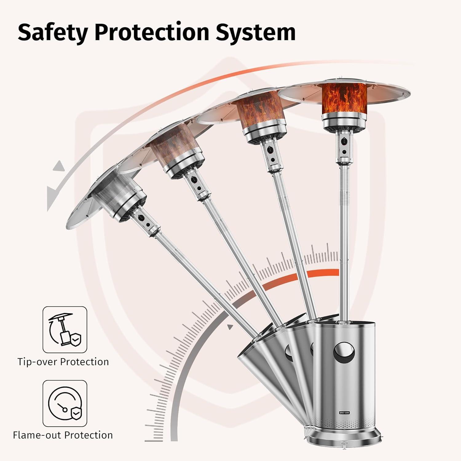 Stainless Steel 50,000 BTU Propane Patio Heater with Round Table Design