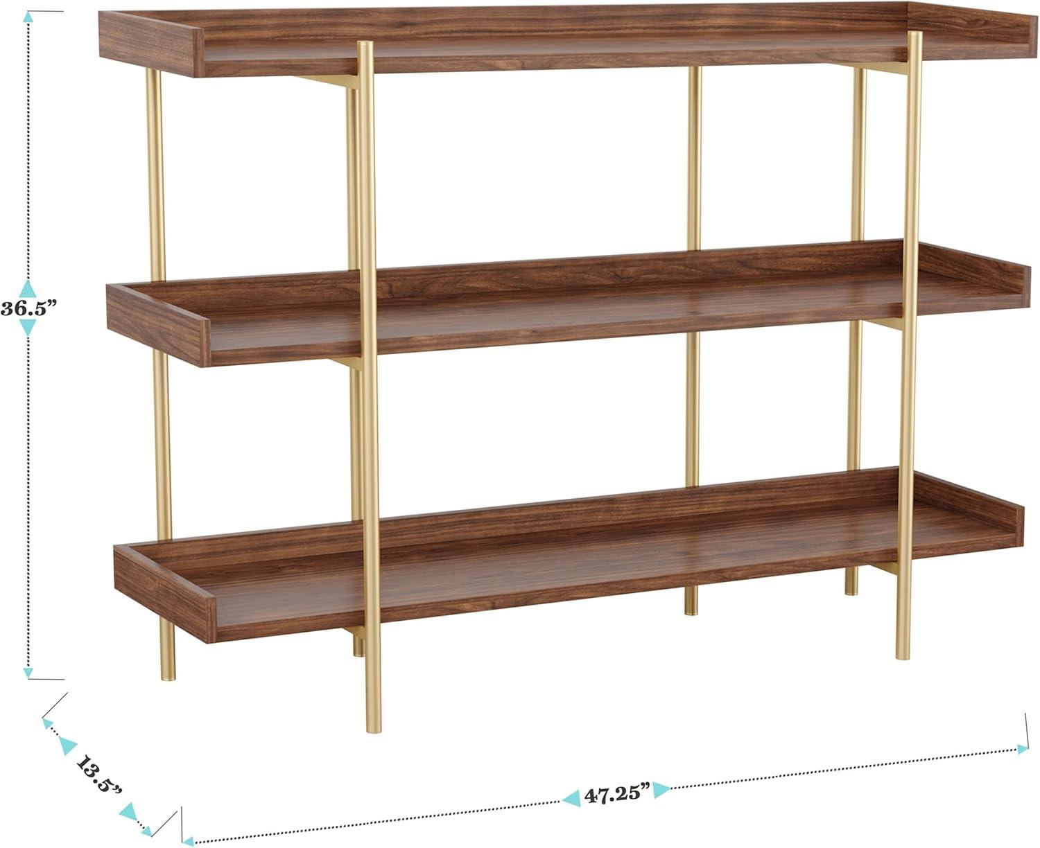 Martha Stewart Raines Martha Stewart Emmett 3 Shelf Storage Display Unit Bookcase with Metal Frame
