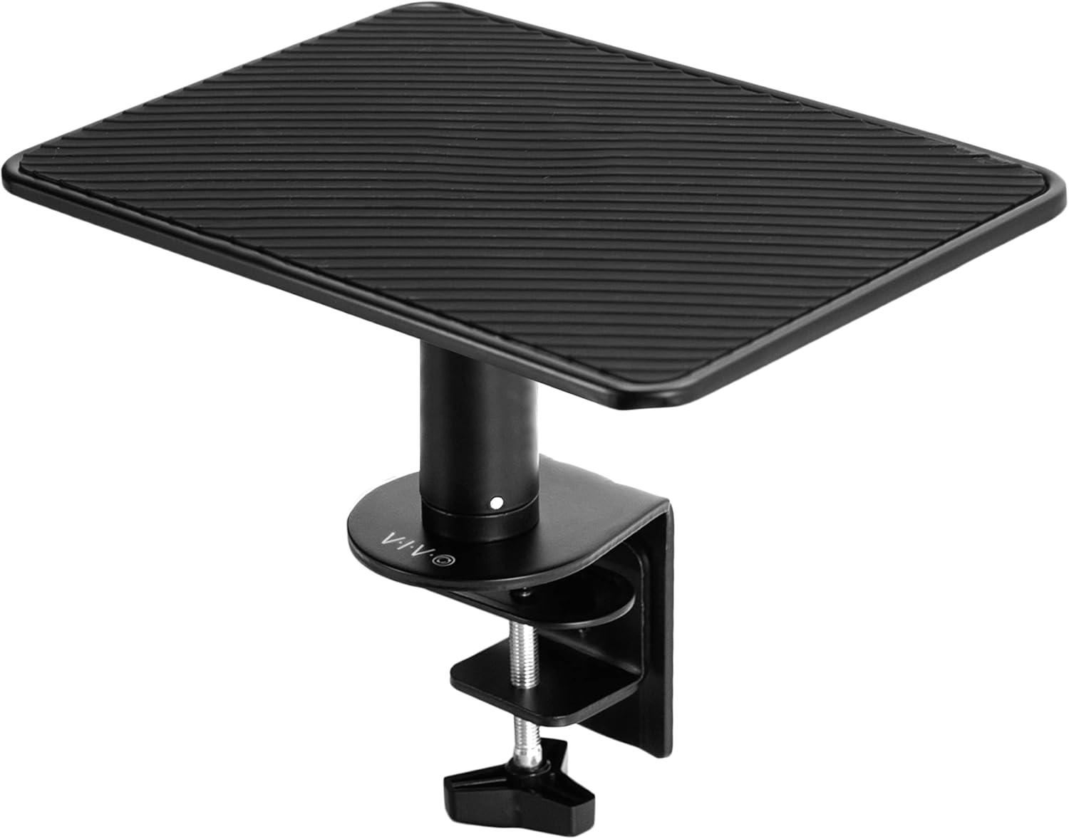 Black Adjustable Aluminum and Steel Clamp-On Monitor Riser