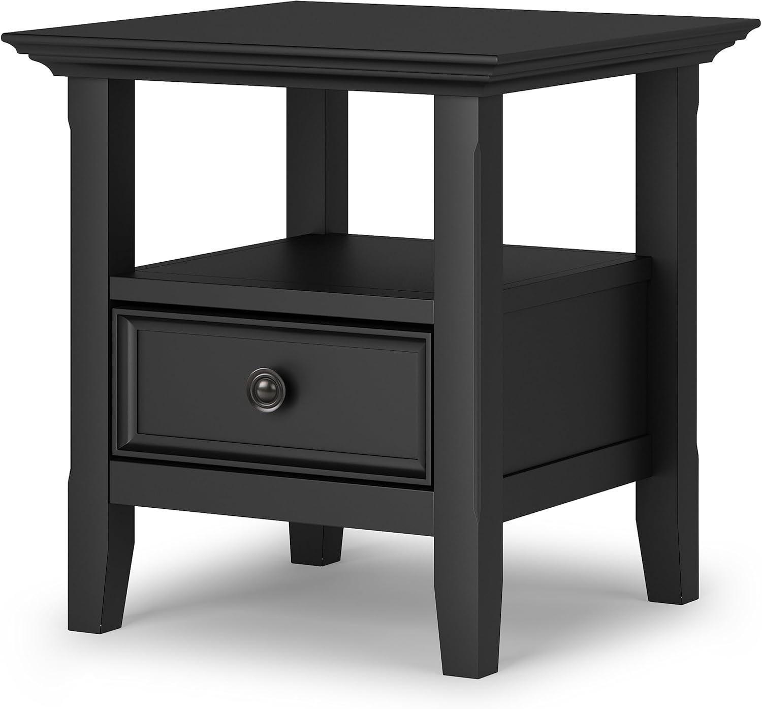 Amherst SOLID WOOD 19 inch Wide Square Transitional End Table in Black