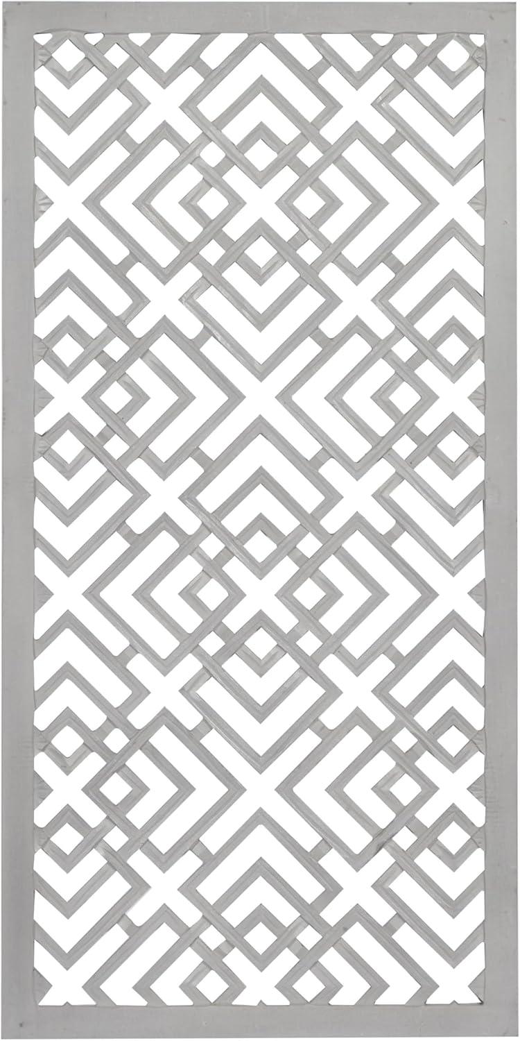 DecMode Gray Wood Carved Geometric Wall Decor