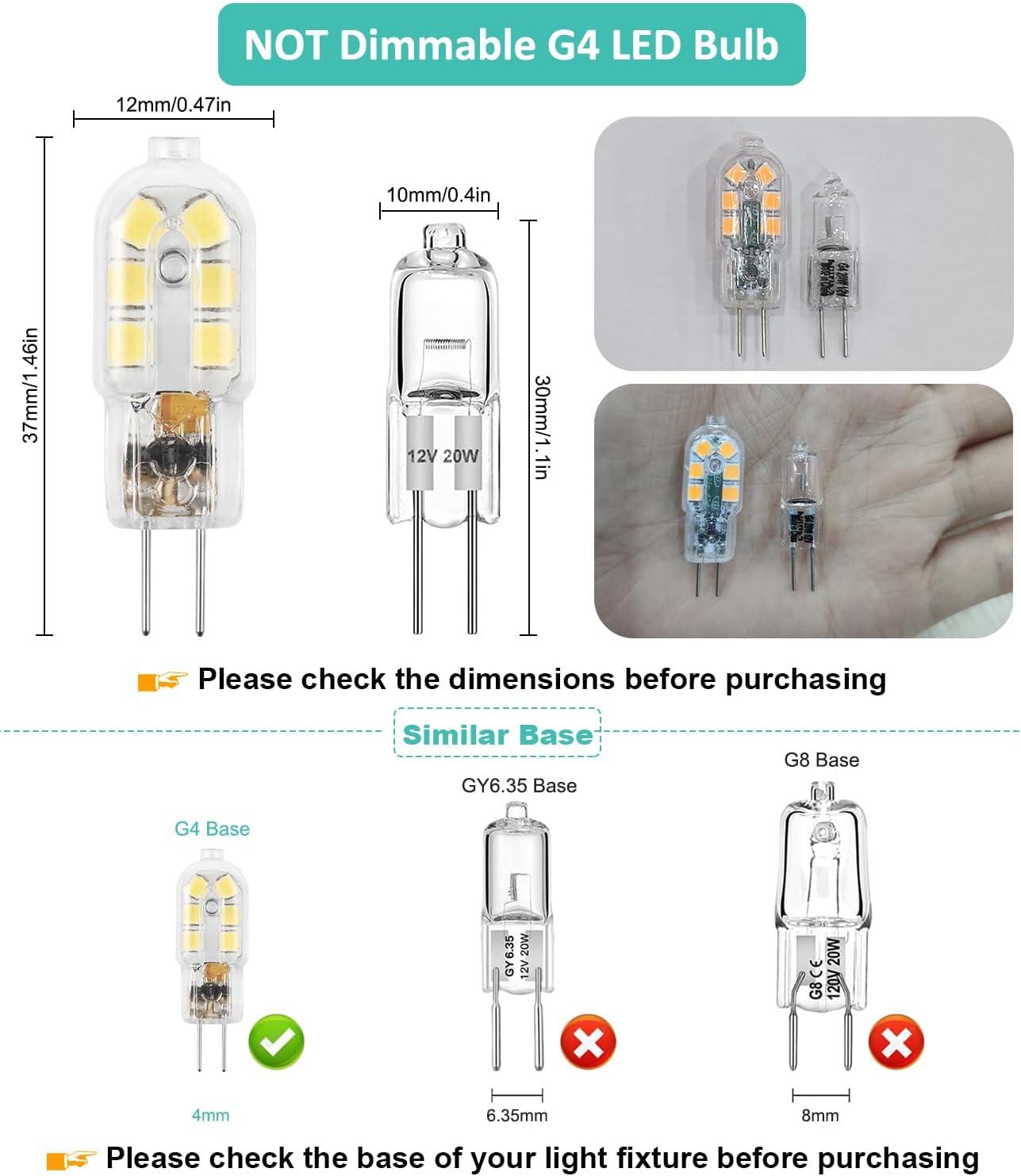 G4 LED Bulb - 12V JC Bi Pin Bulb - 20W Halogen Replacement - Warm White - 5-Pack