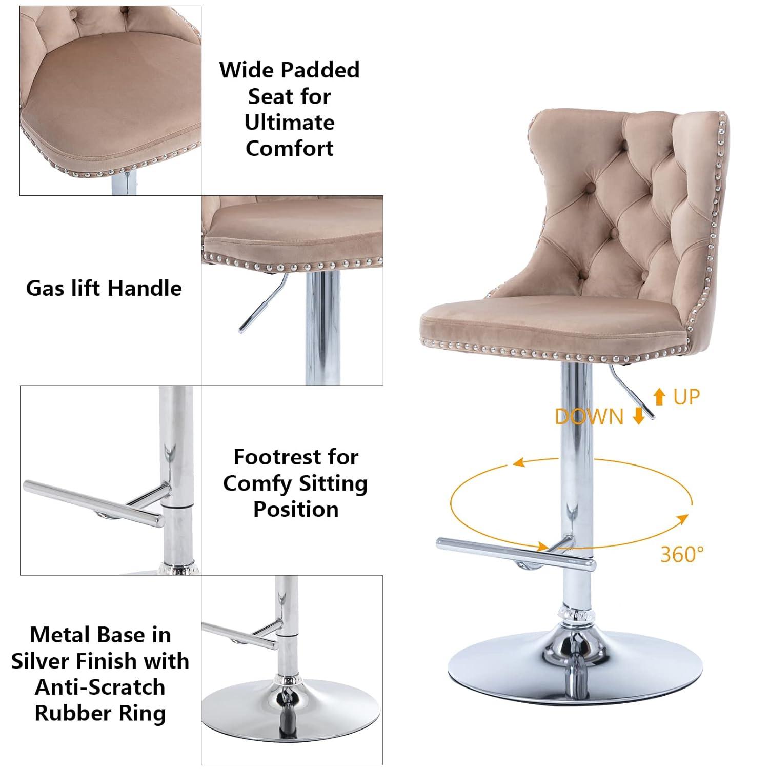 Julias Swivel Upholstered Adjustable Height Counter Stool (Set of 2)