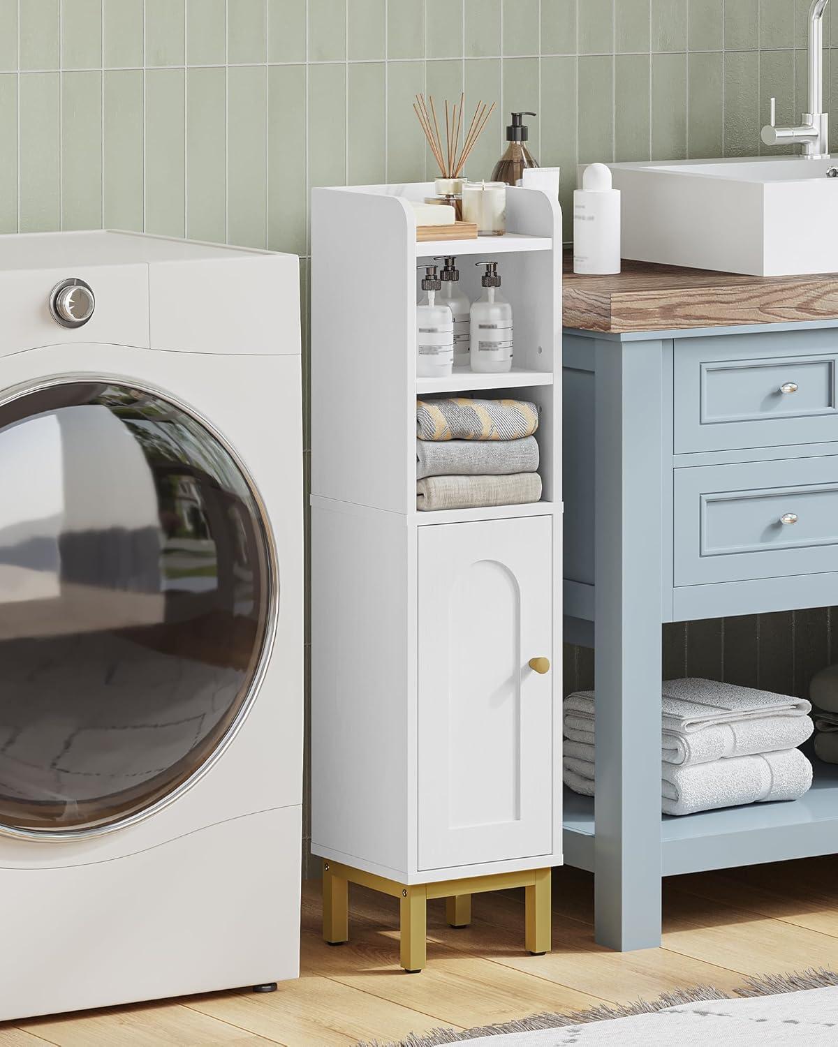 Mercer41 Bathroom Storage Cabinet, Small Corner Floor Cabinet with Door and Shelves