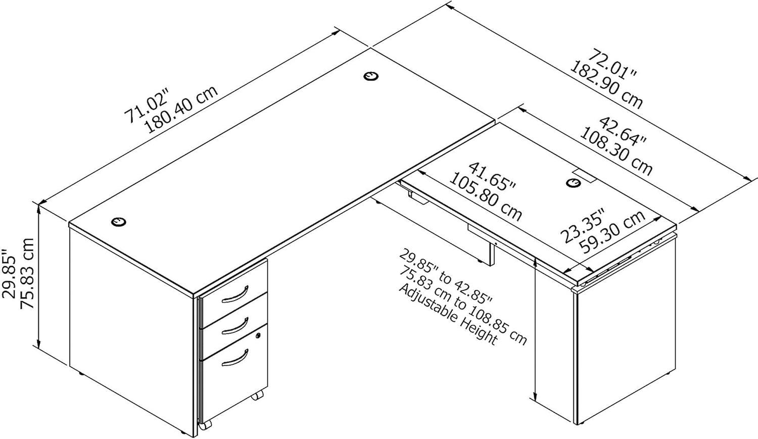 Office 500 Collection Adjustable L-Shaped