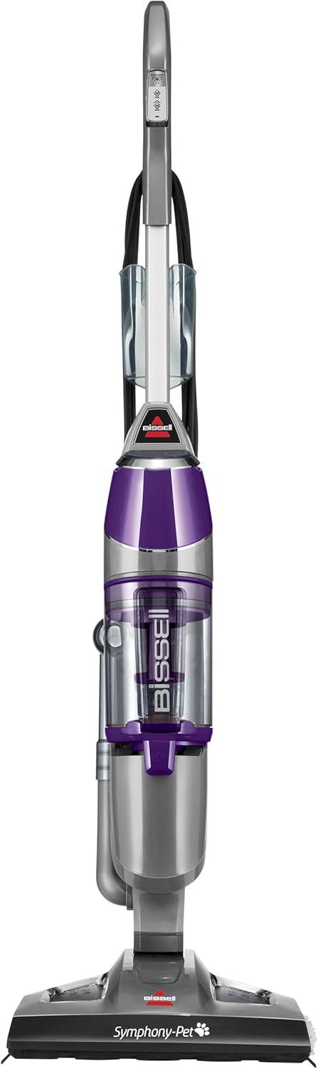 BISSELL Symphony Pet Steam Mop and Steam Vacuum Cleaner for Hardwood and Tile Floors, with Microfiber Mop Pads, 1543A,Purple