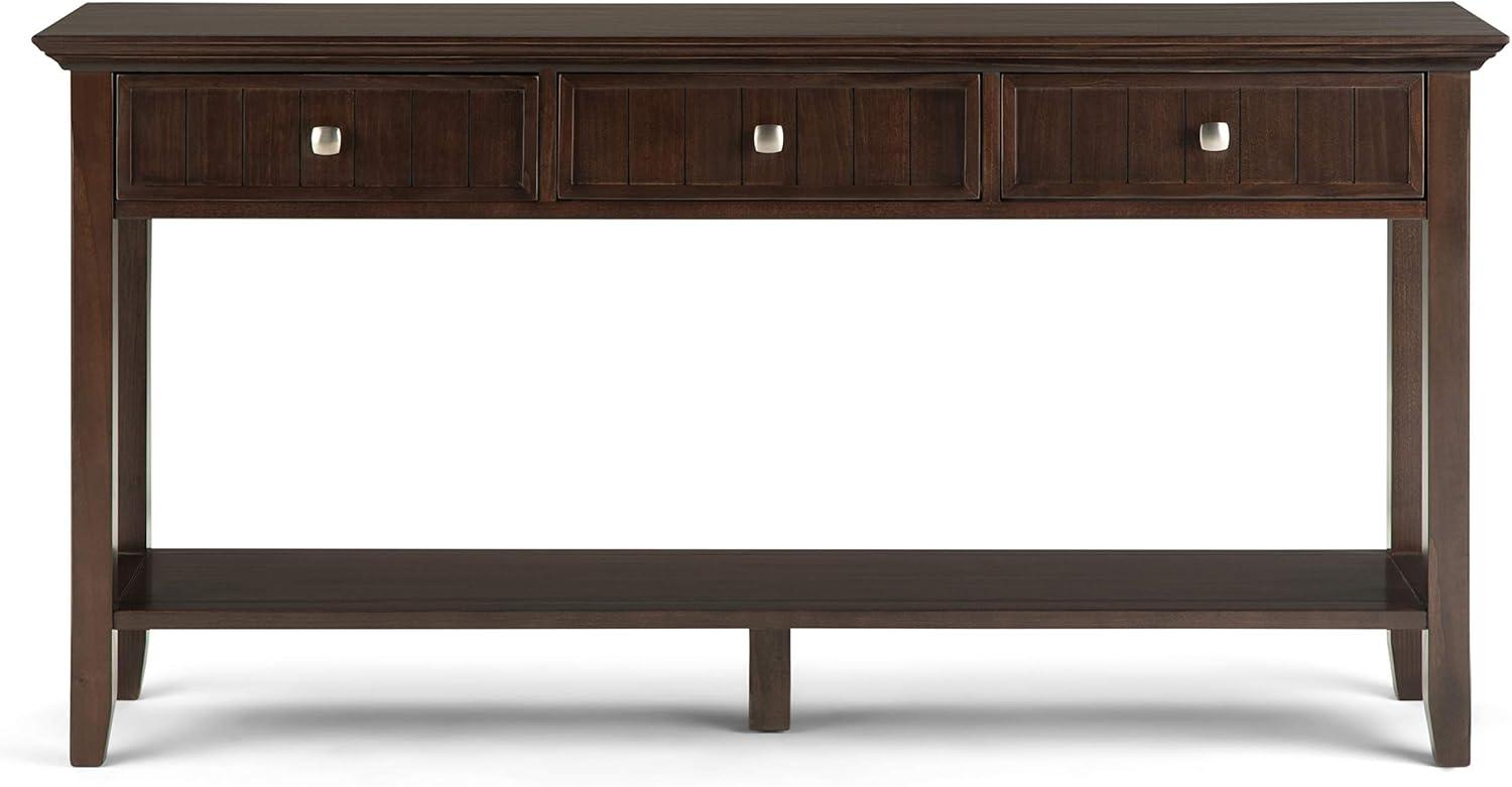 Simpli Home Acadian Wood 60" Transitional Console Sofa Table in Brunette Brown