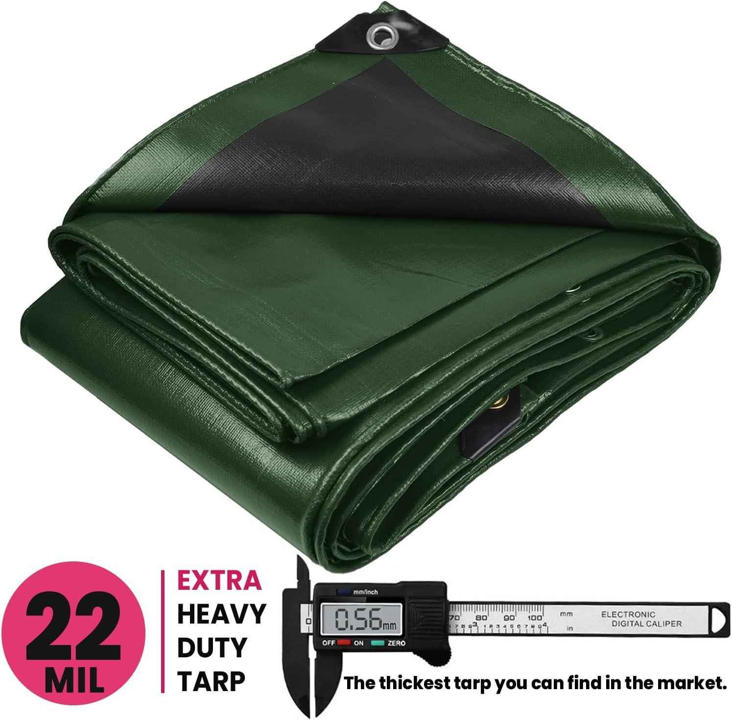 Green/Black 12' x 25' Heavy Duty Waterproof Polyethylene Tarp