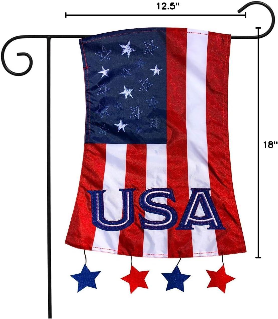 Briarwood Lane Patriotic Applique Garden Flag USA Stars & Stripes 18" x 12.5"