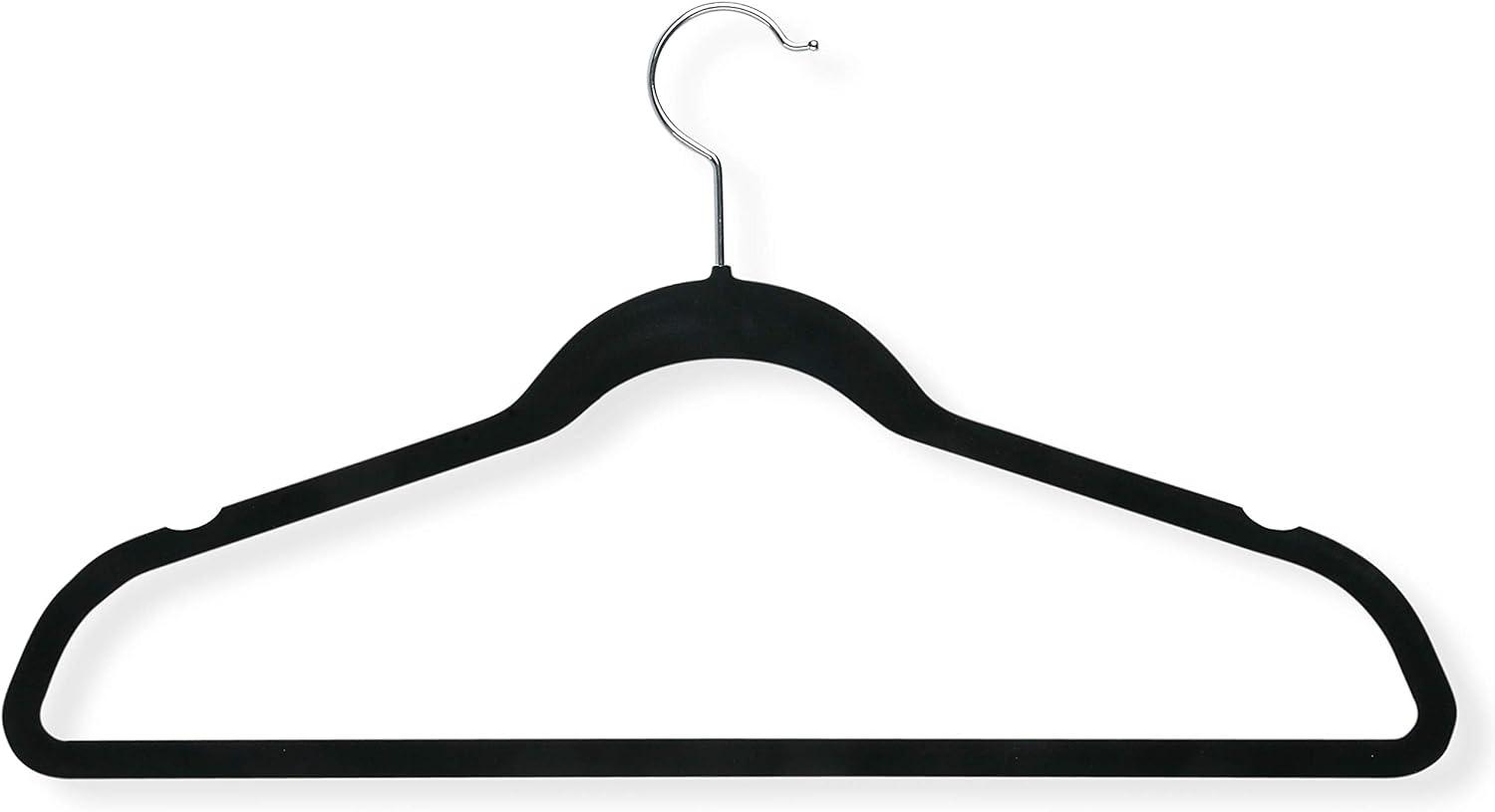 Black Velvet Non-Slip Suit Hangers, 50-Pack