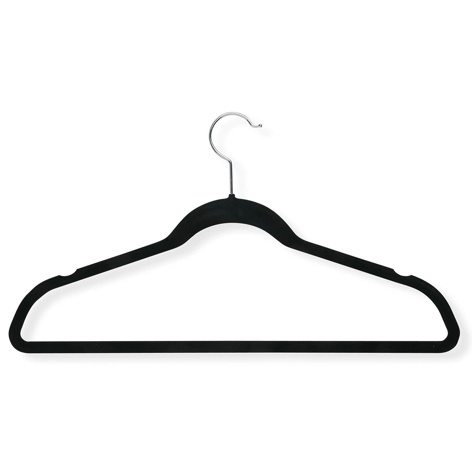Honey-Can-Do Non-Slip Velvet Adult Clothes Hanger, Black, 50 Pack