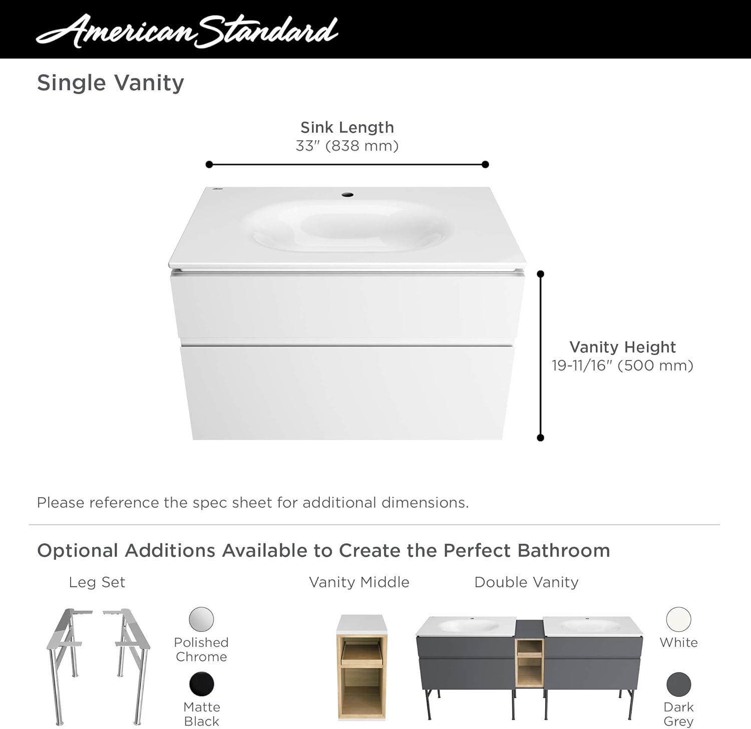 American Standard Studio S 20'' White Vitreous China Rectangular Bathroom Sink with Overflow