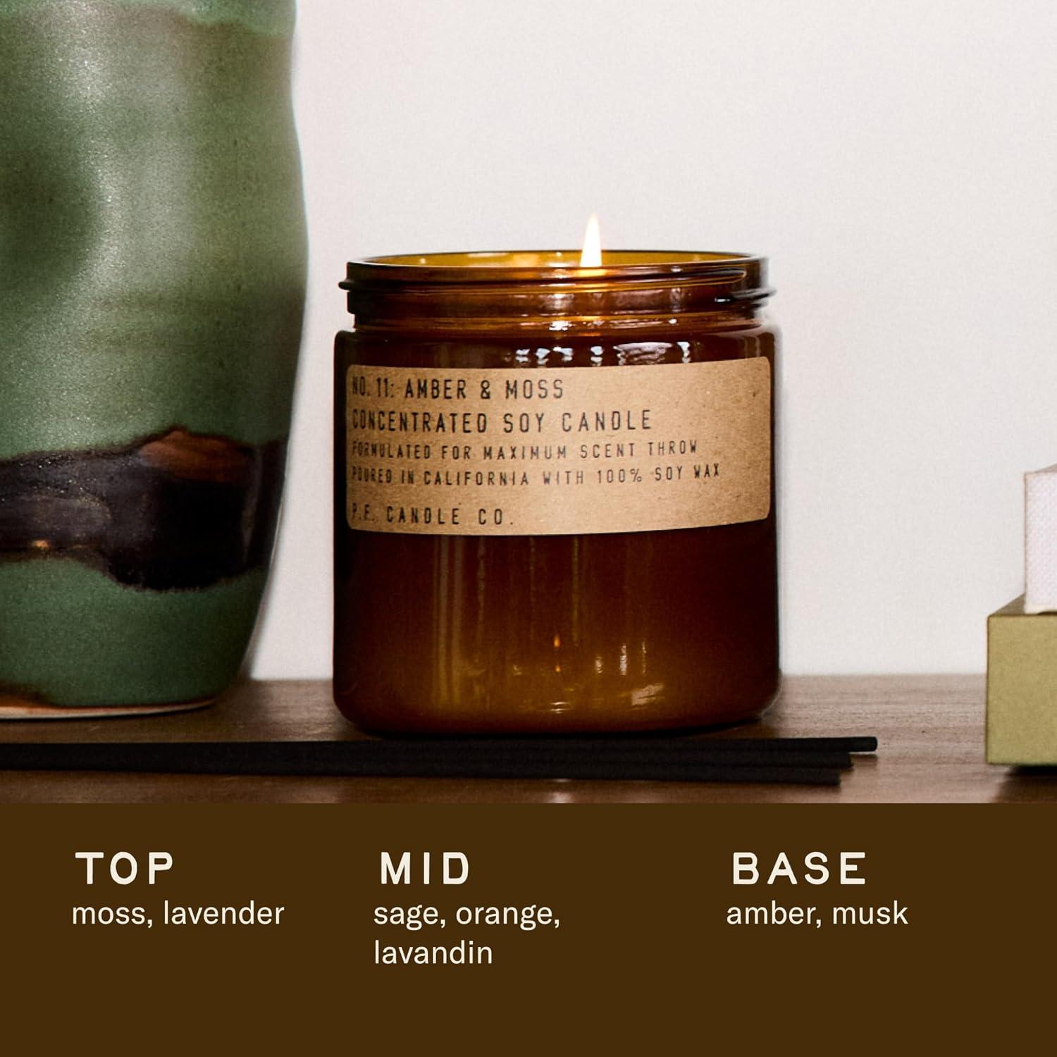 P.F. Candle Co. Large Candle - Golden Coast (12.5 oz Soy Wax, 60-70 Hour Burn Time, Amber Glass Jar)