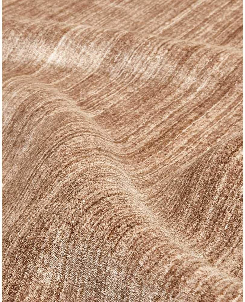 Solo Harbor Hand-Knotted Caramel Stripe Wool-Viscose 9' x 12' Area Rug