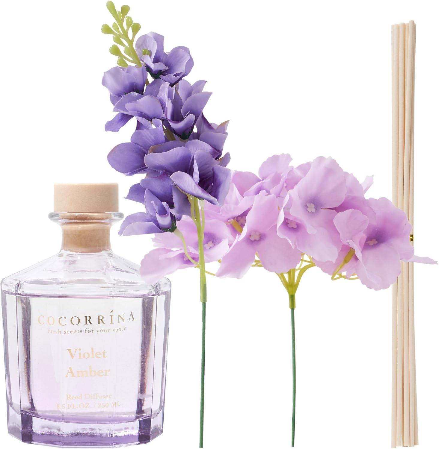 Violet Amber 8.5oz Rectangular Flower Reed Diffuser Set