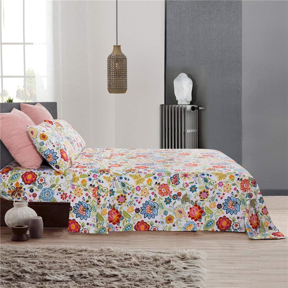 Bedlifes Full Sheet Set Ultra Soft, Breathable, Silky Flower Deep Pocket 100% Microfiber Bedding, 4 Piece Full Size with Floral Spring Design