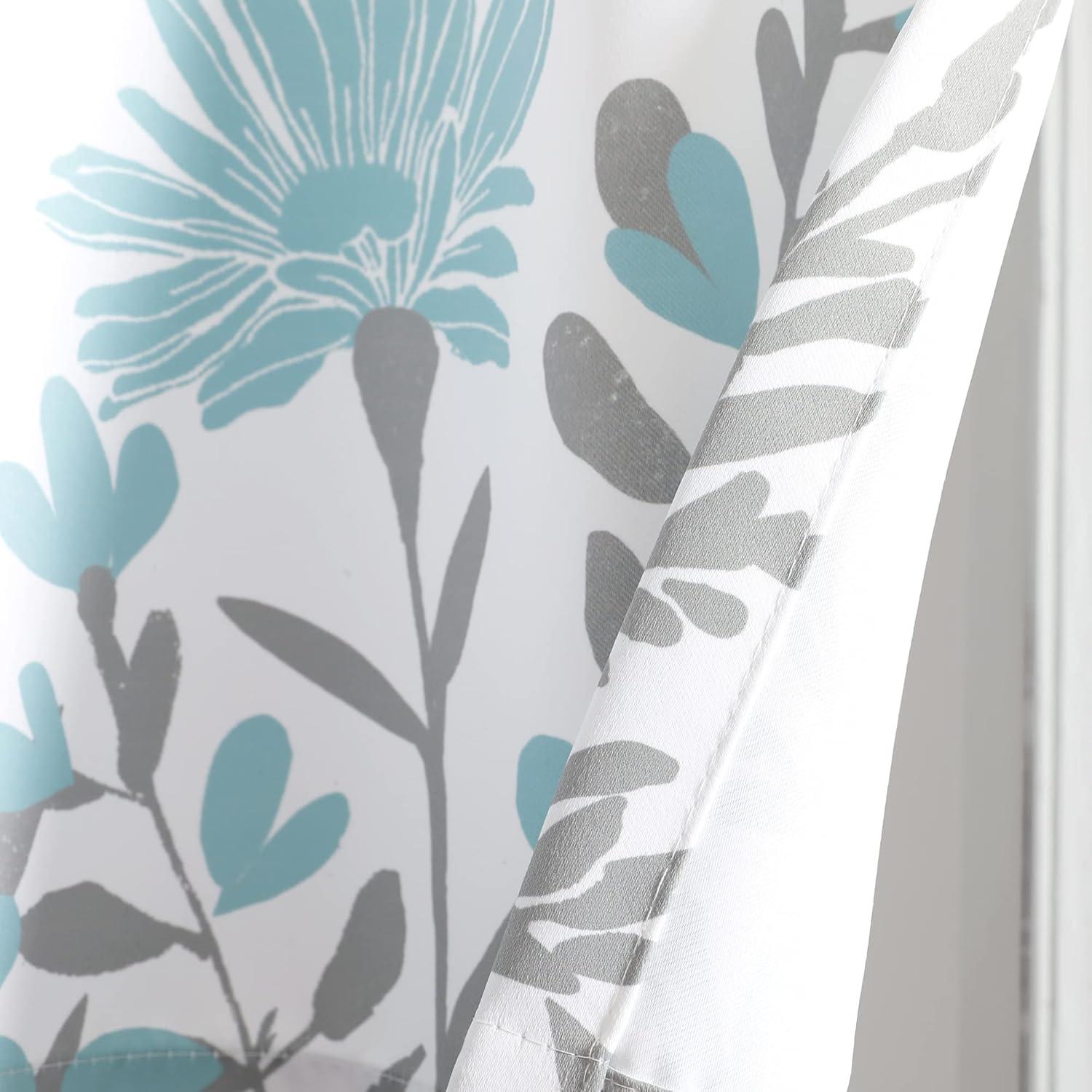 Aprile Blue and Gray Floral Light Filtering Valance