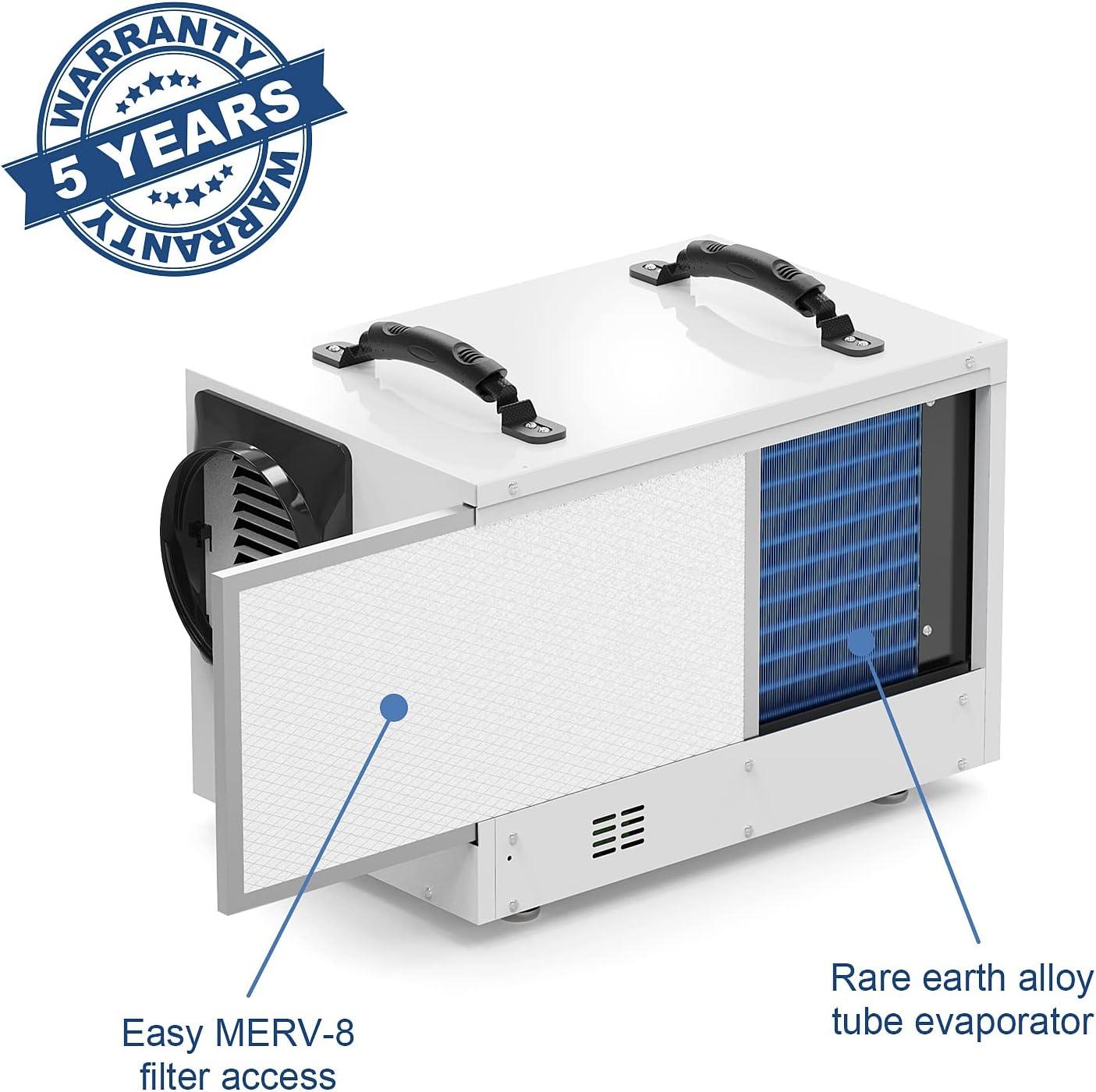 Alorair Sentinal Hd55 113 pt Dehumidifier in Blue - Automatic Shut Off, Adjustable Humistat,with Drain Hose for Crawl Spaces