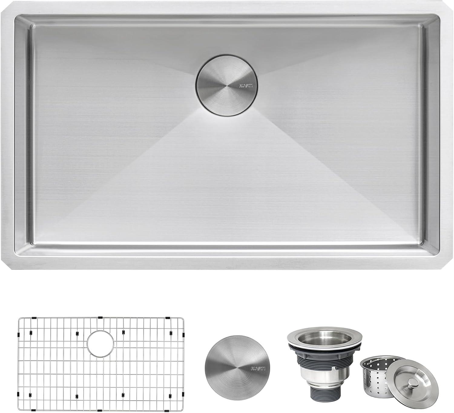 Ruvati 30-inch Undermount 16 Gauge Stainless Steel Rounded Corners Kitchen Sink Single Bowl