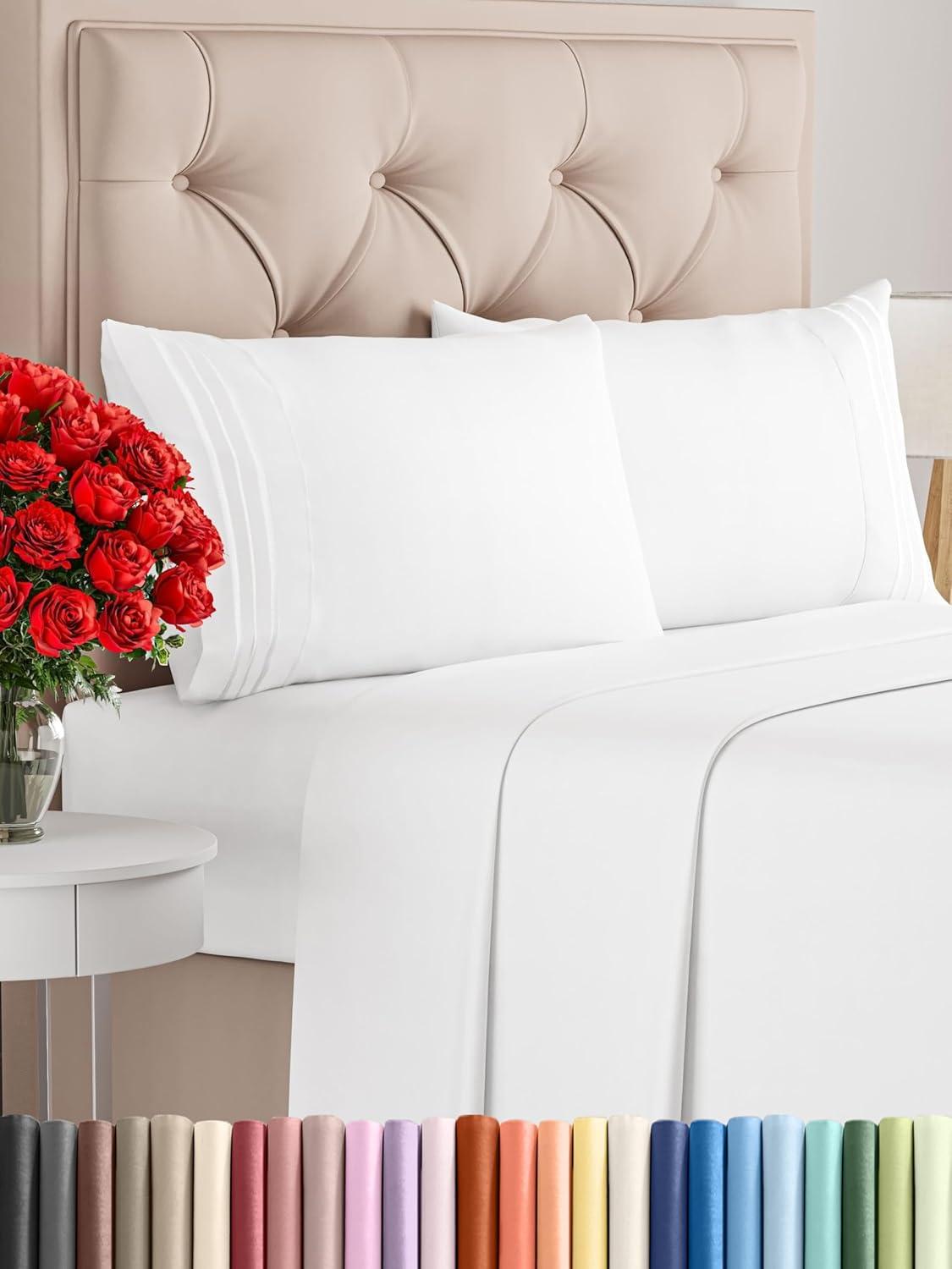 CGK Linens 4 Piece Microfiber Sheet Set in White, Size Twin