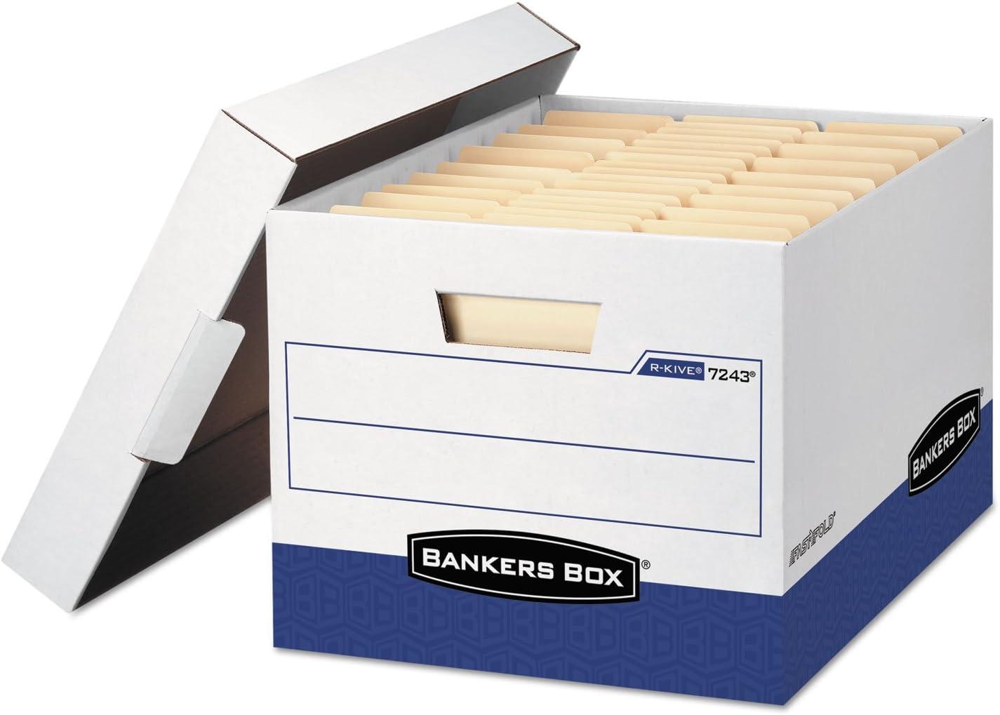 Heavy-Duty White and Blue File Storage Box