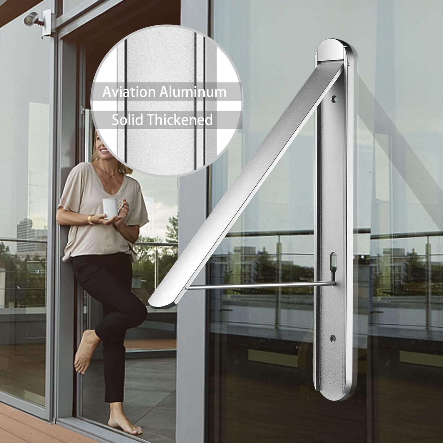 Clothes Drying Rack for Small Laundry Rooms, Clothes Drying Rack Folding Indoor, Wall Mounted Clothes Rack Foldable, (Aluminum, Silver)