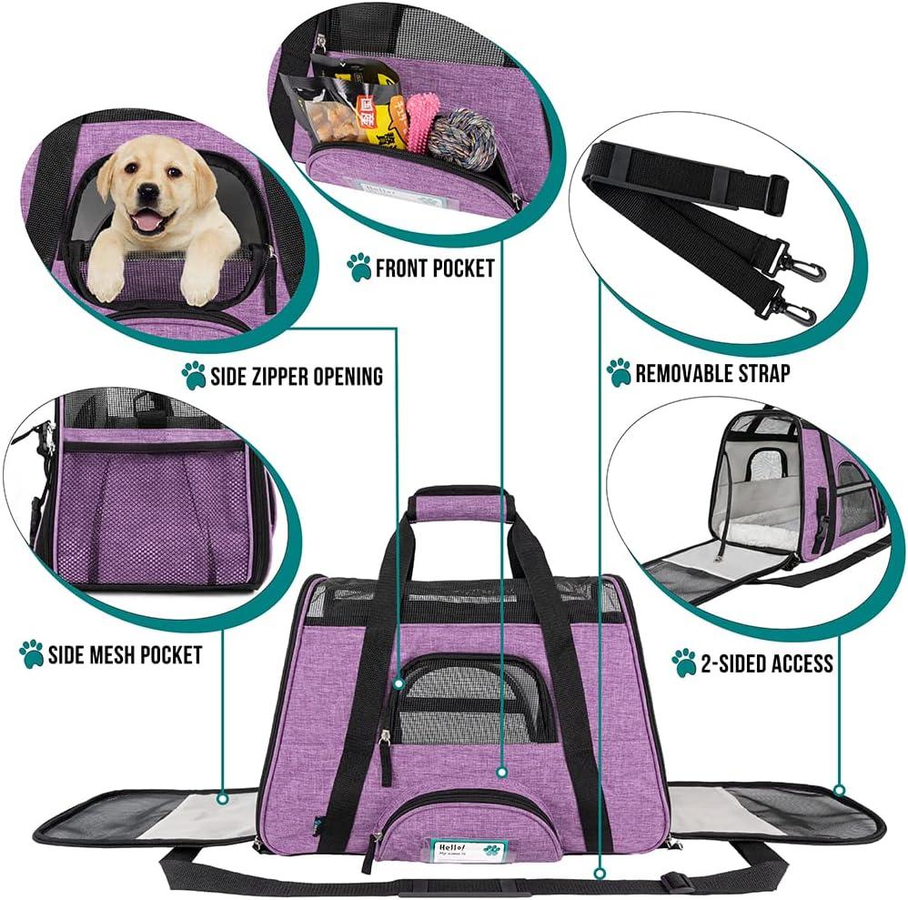 PetAmi Airline Approved Pet Carrier for Cat Dog, Soft Sided Travel Supplies Accessories, Ventilated Carrying Bag Kitten Puppy