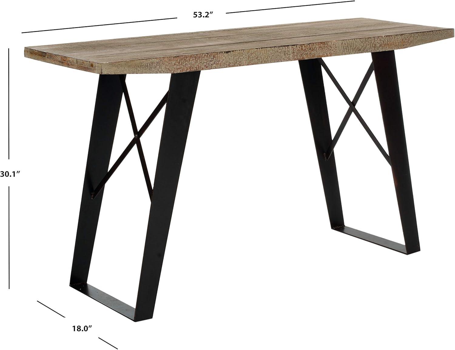 Transitional Waldo 53'' Black/Brown Wood and Metal Console Table with Storage