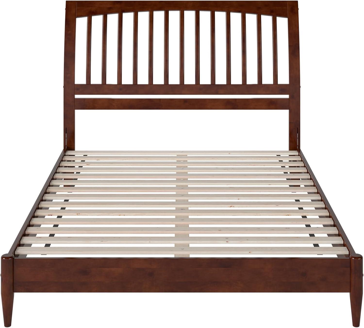 AFI Orleans Queen Solid Wood Low Profile Sleigh Platform Bed, Walnut