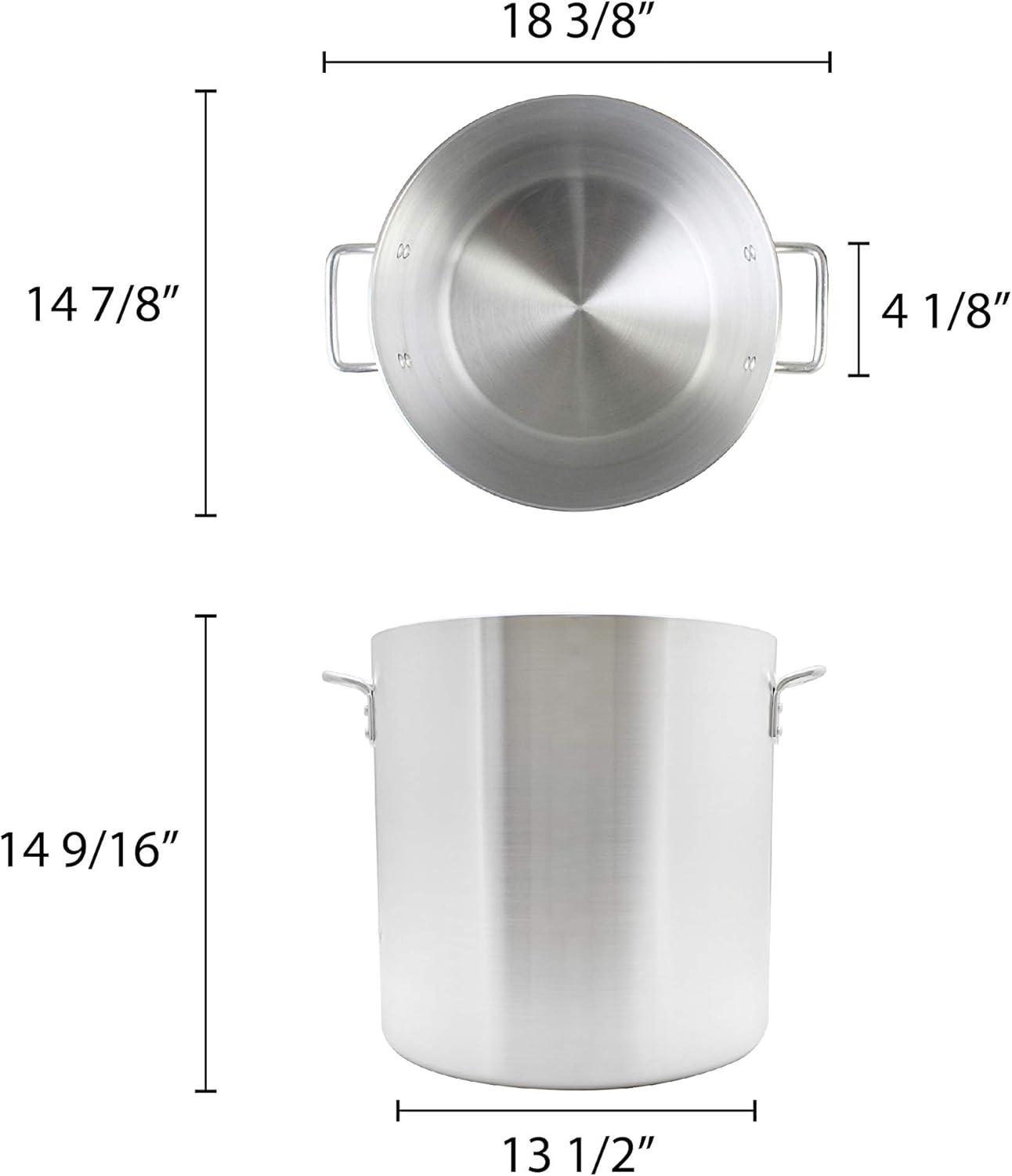 Heavy-Duty 40 Quart Silver Aluminum Stock Pot