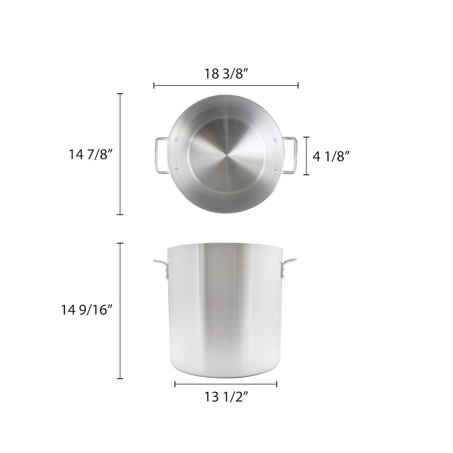 Heavy-Duty 40 Quart Silver Aluminum Stock Pot
