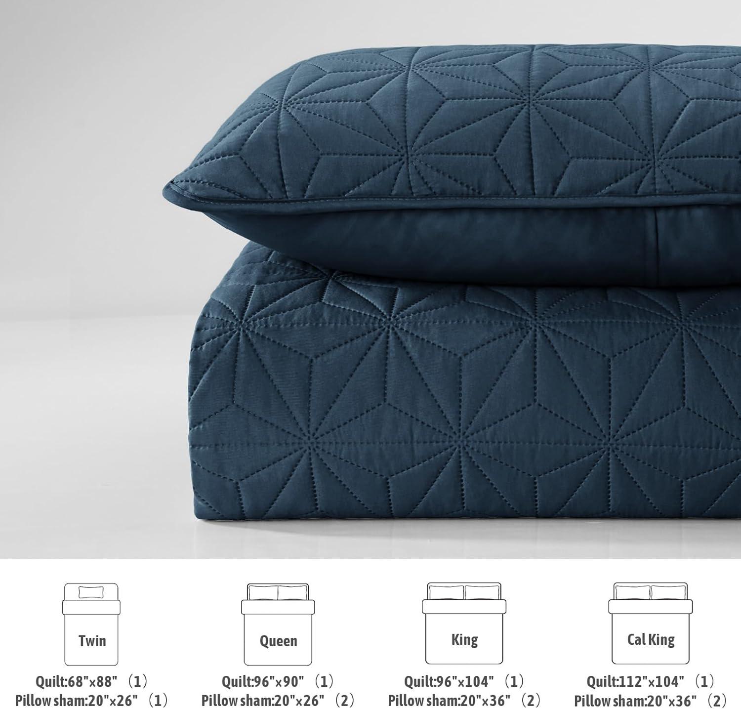 3-Piece King Size Quilt Set Blue - 3 Piece - King