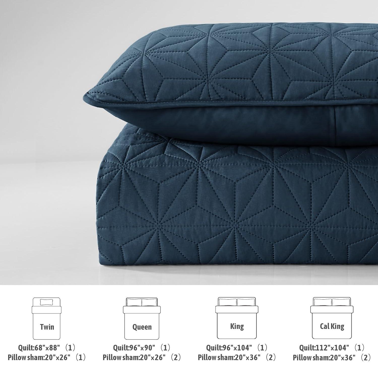 3-Piece King Size Quilt Set Blue - 3 Piece - King