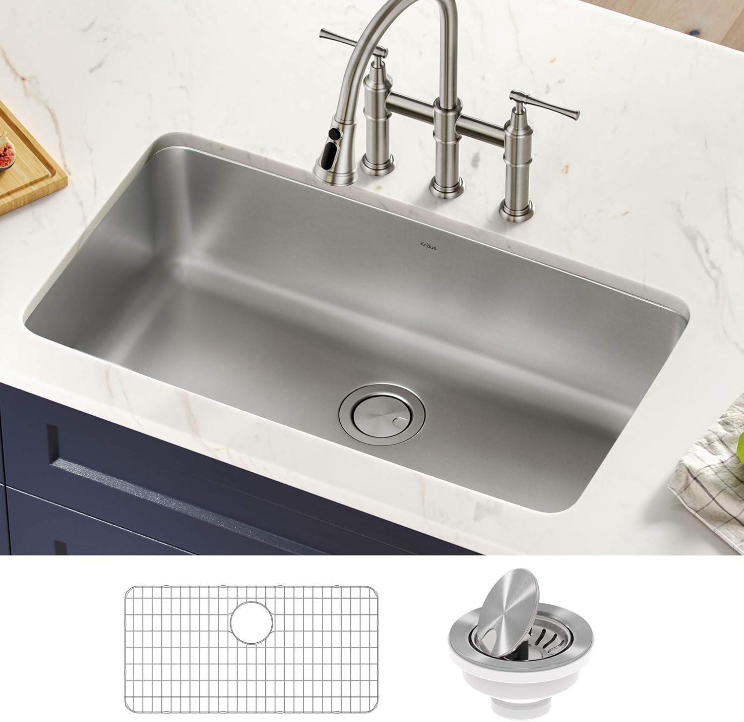 Dex 33-Inch Stainless Steel Single Bowl Undermount Kitchen Sink