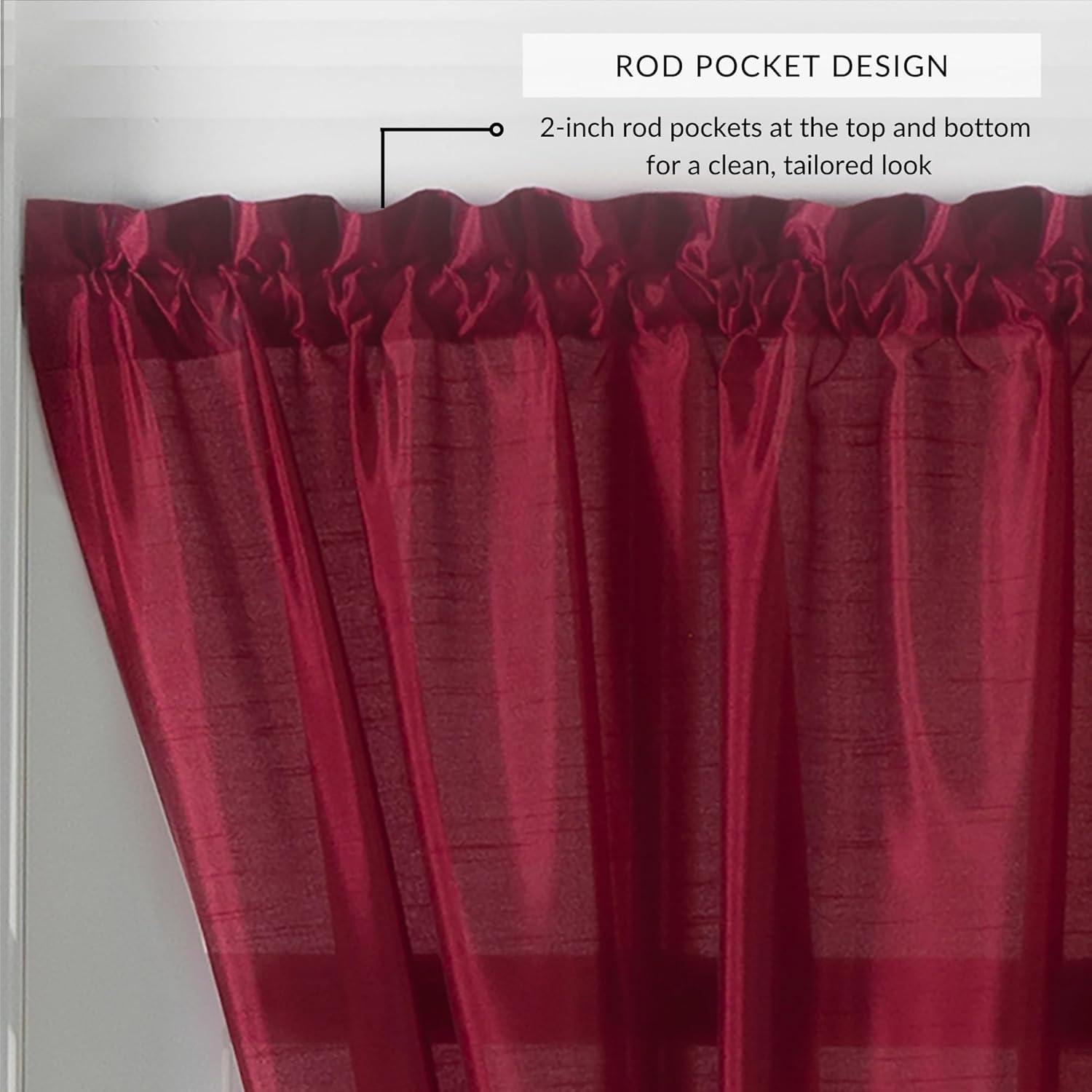 Colette Faux Silk French Door Single Window Panel - 54" x 72" - Red  - Elrene Home Fashions