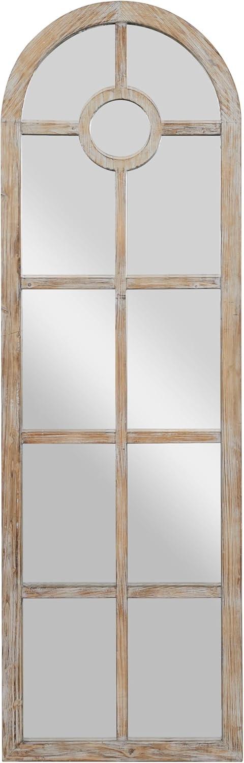 DecMode Contemporary Squre Wood Window Shaped Wall Mirror, 56"W x 44"H with Distressed Brass Colored Frame