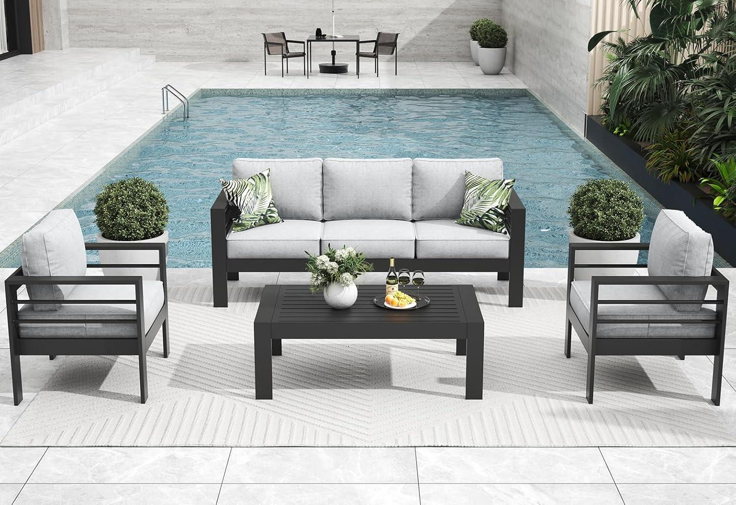 LayinSun Alturas Standalone Product 4 Piece Sofa Seating Group With Cushions