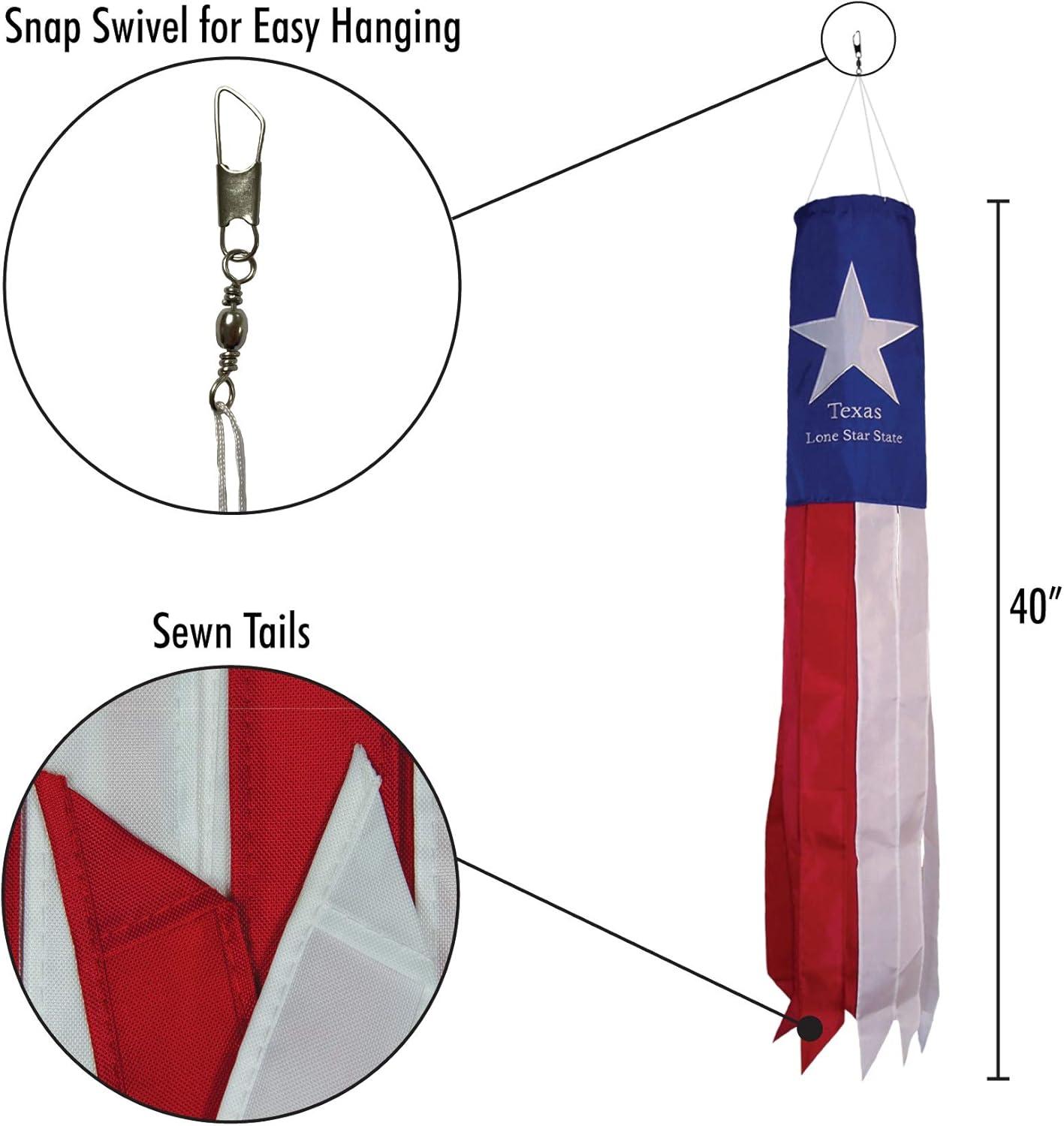 In the Breeze 4150 — 40-inch Texas Windsock — Colorful State Flag Decor — Outdoor Wind Sock Garden Decoration