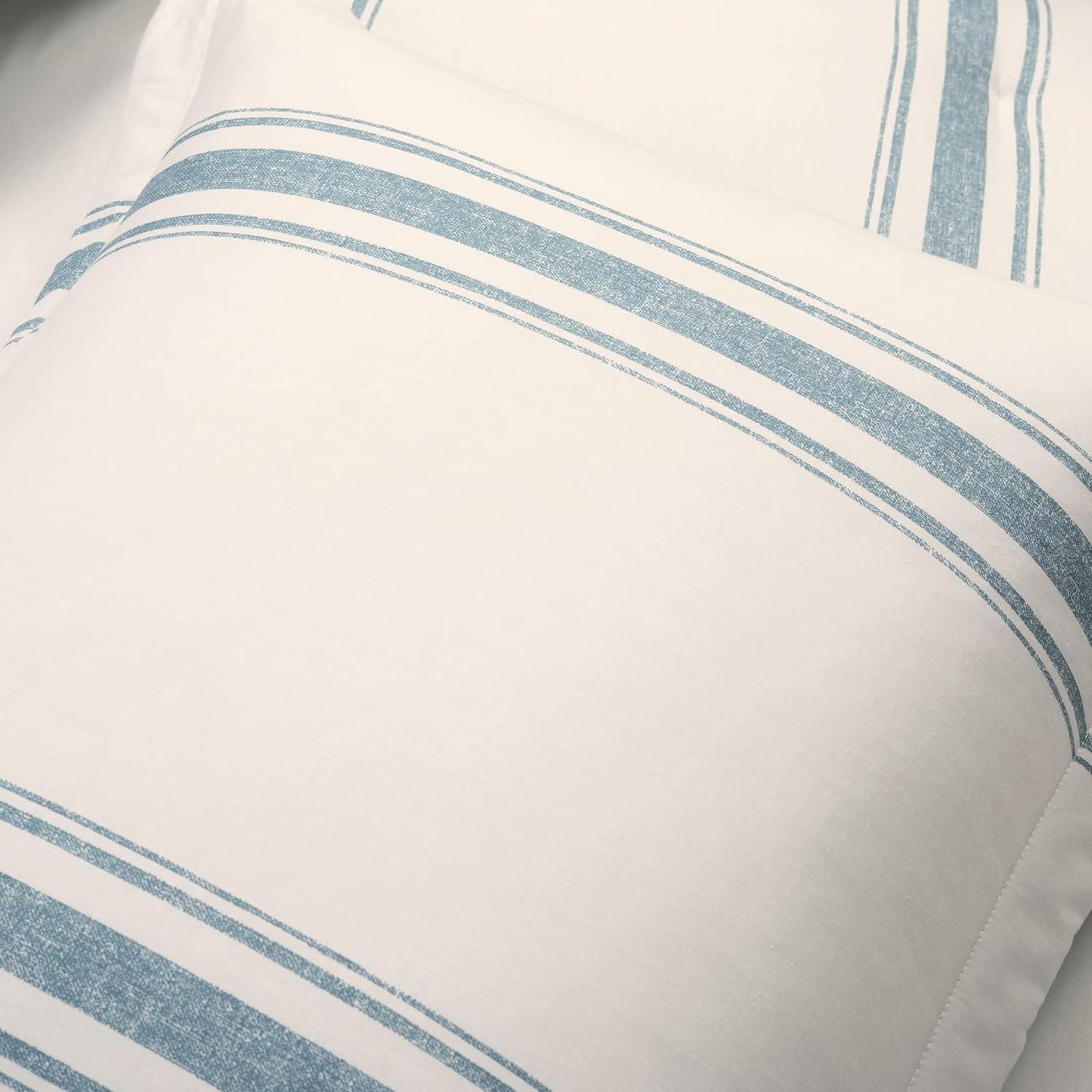 Farmhouse Stripe Reversible Cotton Comforter & Sham Set - Lush Décor