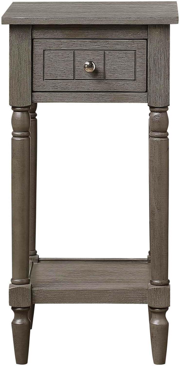French Country Khloe 1 Drawer Accent Table with Shelf, Wirebrush Dark Gray