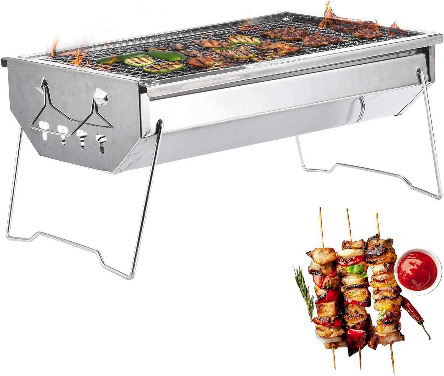 Zorestar Portable Folding Charcoal Grill, Silver