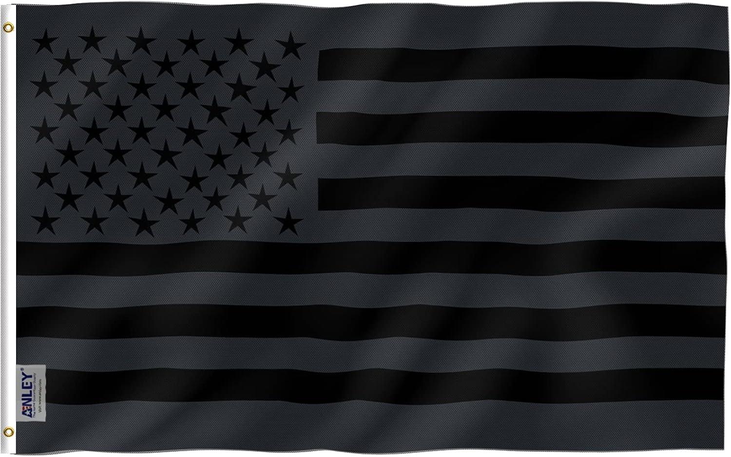 3x5 Foot Black Polyester American Flag with Brass Grommets