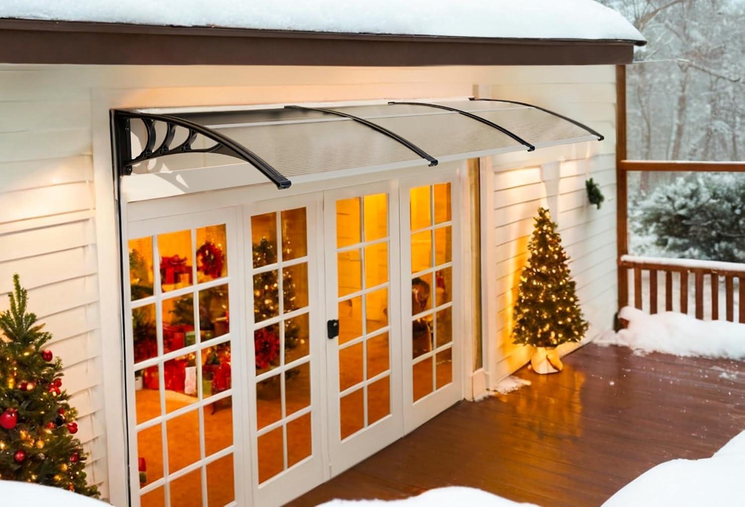 40" x 40" Clear Polycarbonate Window Awning with White Bracket