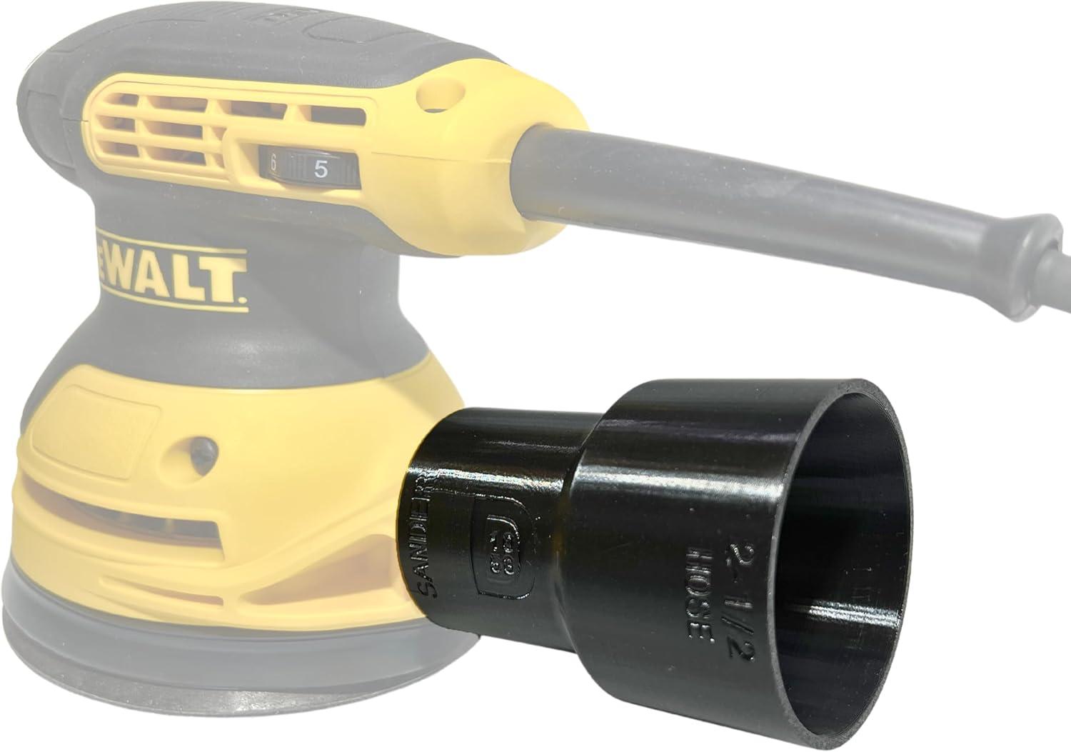 Vacuum Adapter for Dewalt or Craftsman Sanders - Dust Collection - Galactic Gadgets 1-1/4in - Black