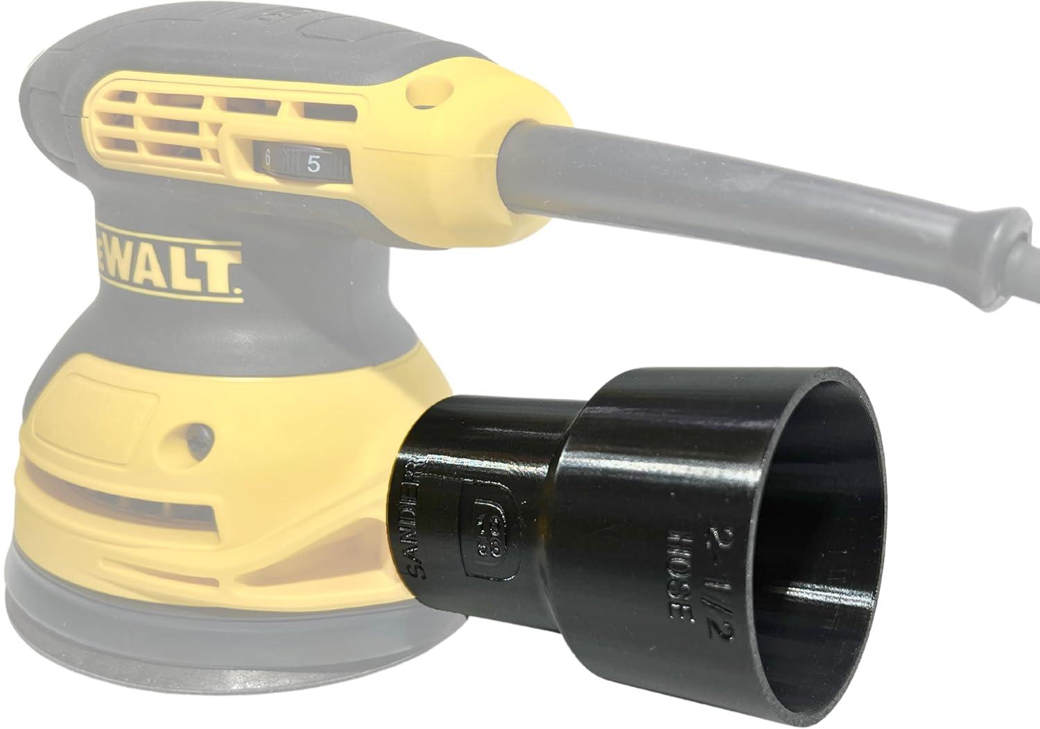 Vacuum Adapter for Dewalt or Craftsman Sanders - Dust Collection - Galactic Gadgets 1-1/4in - Black