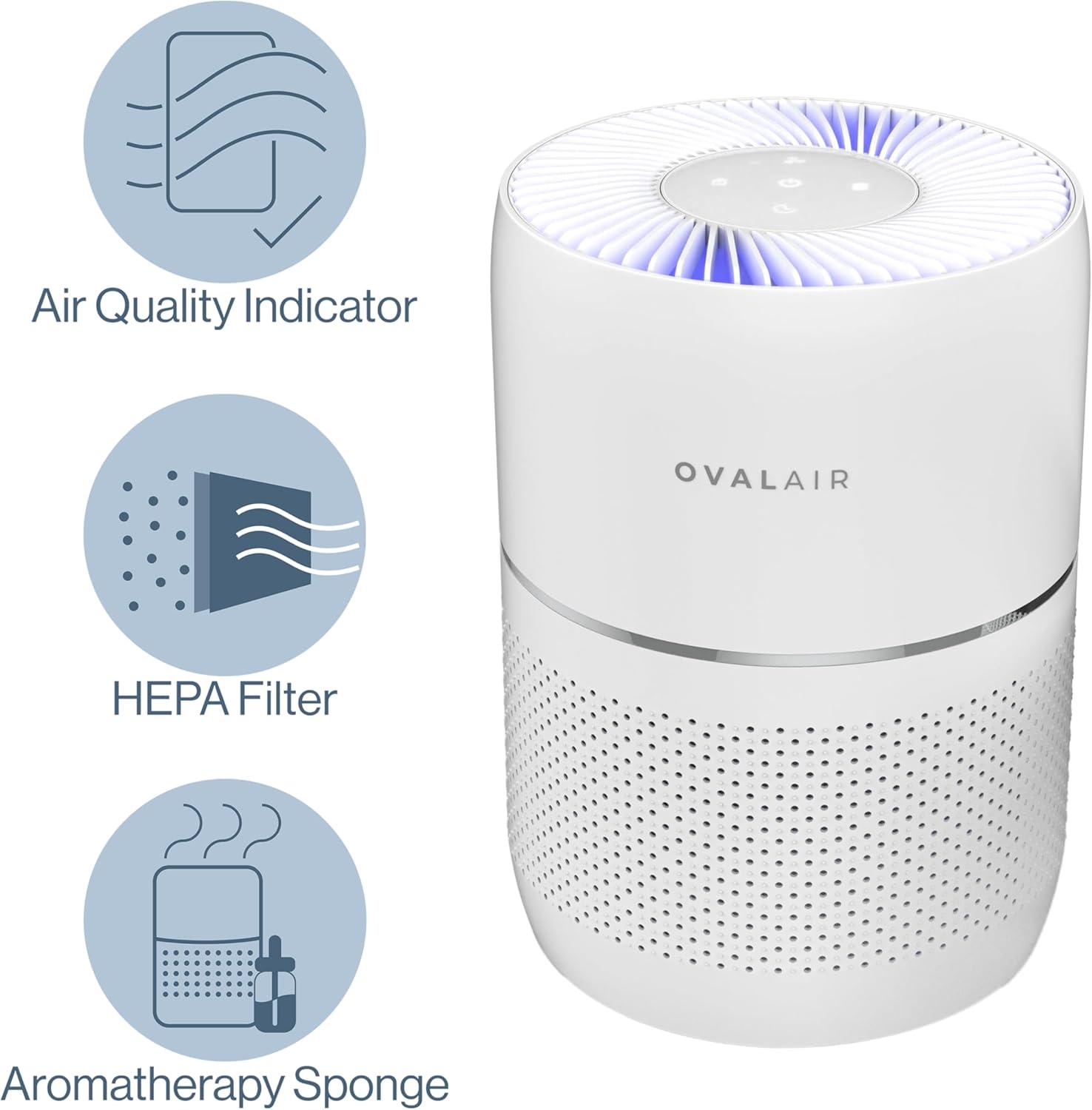 OVAL AIR 3-Stage H13 Smart True HEPA Desk Air Purifier