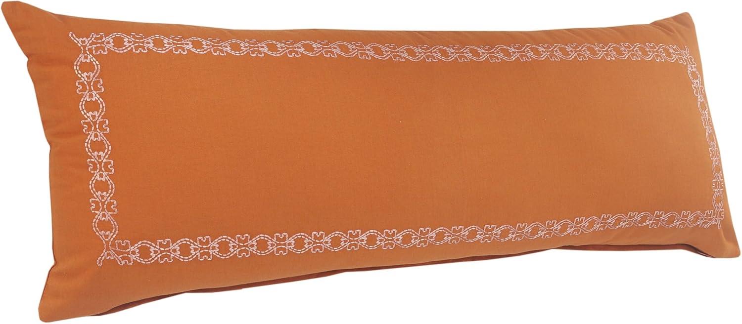 Cinnamon Embroidered Border Rectangular Lumbar Pillow, 14" x 36"