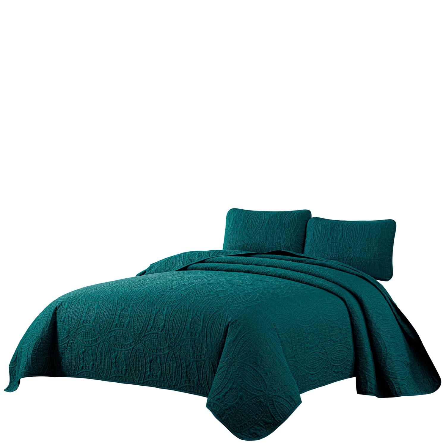 Chezmoi Collection Austin Microfiber Reversible 3-Piece Coverlet / Bedspread Set