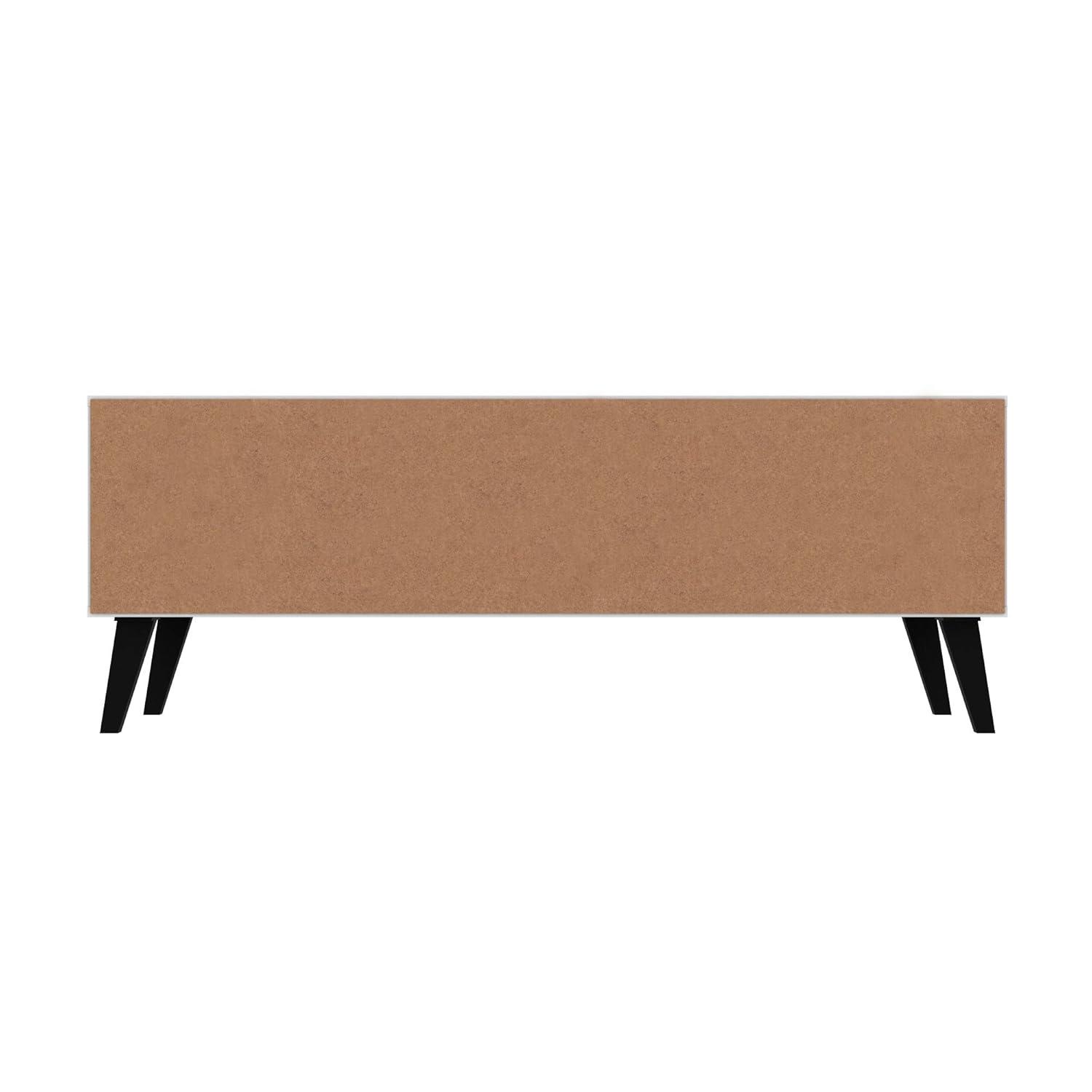 Manhattan Comfort Doyers 53.15" Mid Century TV Stand for Bedroom and Living Room Use, Entertainment Center with Storage, Shelf and Soft Close Doors, Ideal for 50 Inch Screens, White/Nut Brown