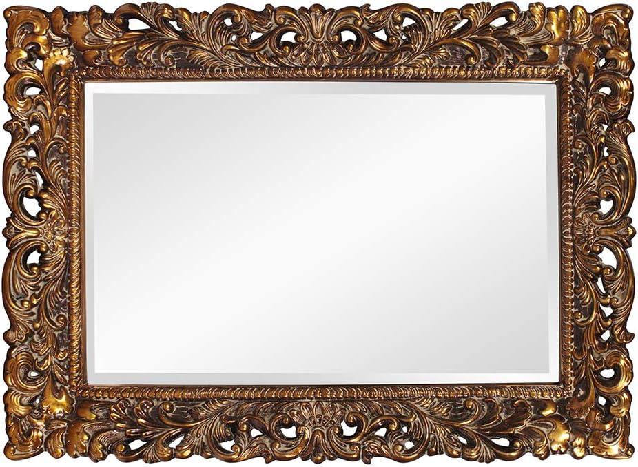 Antique Gold Leaf Rectangular Wood Bathroom Mirror